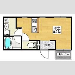 シュライテン白鷺 4階ワンルームの間取り