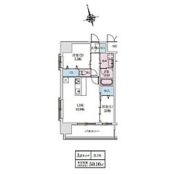 JR東海道・山陽本線 東淀川駅 徒歩4分の賃貸マンション 4階2LDKの間取り