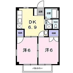 アーバンブリーズ 2階2DKの間取り