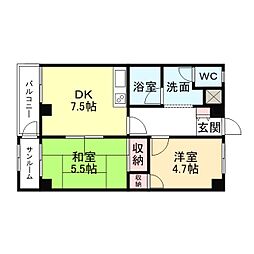ビルトマンション西宮 4階2DKの間取り