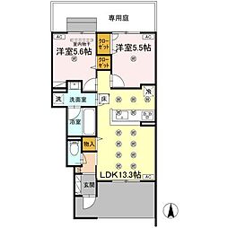 アヴェンセ　A棟 1階2LDKの間取り