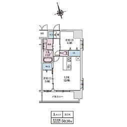 JR東海道・山陽本線 東淀川駅 徒歩4分の賃貸マンション 6階2LDKの間取り