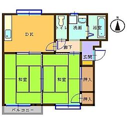タウニィ内海 2階3DKの間取り