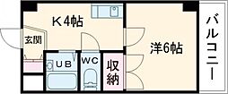 コーポエコード 3階1Kの間取り