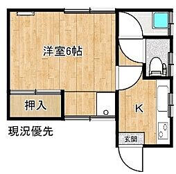 松田アパート 1階1Kの間取り