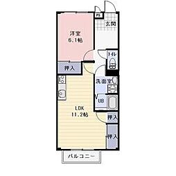 クレア一色 2階1LDKの間取り