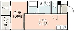 JR豊肥本線 肥後大津駅 徒歩10分の賃貸アパート 2階1LDKの間取り