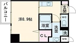 JR鹿児島本線 熊本駅 徒歩7分の賃貸マンション 2階1Kの間取り