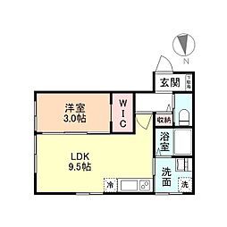 Ｍ−ｃｕｂｅ 1階1LDKの間取り