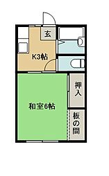 佐藤ハイツ 1階1Kの間取り