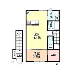 ｕｌｕ 2階1LDKの間取り