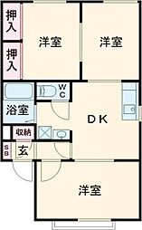サニーコートA 1階3DKの間取り