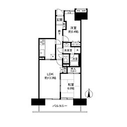 支倉パークホームズ 12階2LDKの間取り