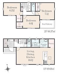 リナージュＬ　下野市石橋第1期3号棟 1階3LDKの間取り