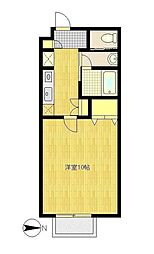 ファミール大財 2階1Kの間取り