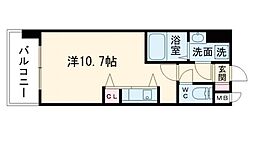 ＩＳＭ水前寺 5階ワンルームの間取り