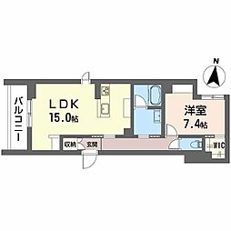 Ａｌｆｌａｔ梅田町 2階1LDKの間取り