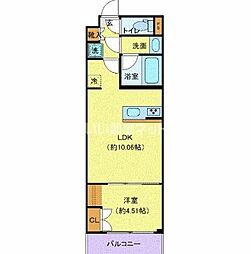 オープンブルーム渋谷本町 2階1LDKの間取り