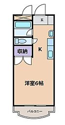 タウンコート末広 3階ワンルームの間取り