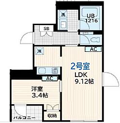 Skuld墨田緑 8階ワンルームの間取り