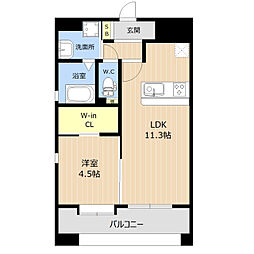 LIBTH熊本駅 3階1LDKの間取り