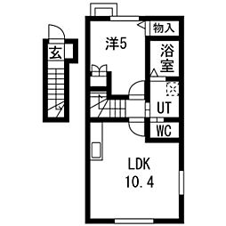 ステラート水沢 203 2階1LDKの間取り
