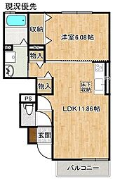 Sスクエア 1階1LDKの間取り