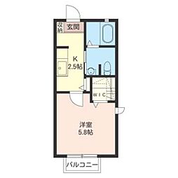 JR両毛線 新前橋駅 徒歩27分の賃貸アパート 2階1Kの間取り