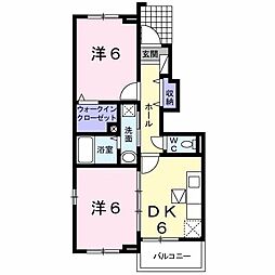 コンフルアンス　ＭI 1階2DKの間取り