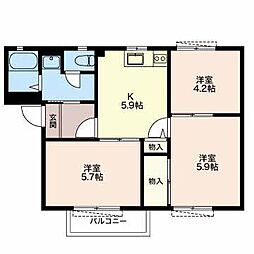 エスポアール城西　壱番館 2階3Kの間取り
