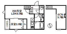 ポラリス鳥栖駅南 205 2階1LDKの間取り