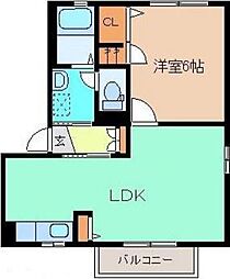 東武桐生線 阿左美駅 徒歩35分の賃貸アパート 2階1LDKの間取り