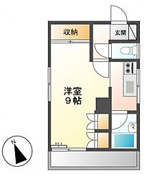ヴェルディ八幡 4階1Kの間取り