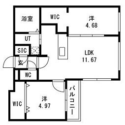 Sourire(スリール)　仮)GA-南郷通6丁目北MS 4階2LDKの間取り