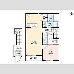 リーブルファイン志木上宗岡 2階1LDKの間取り
