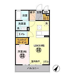 パークドプランタン　A 1階1LDKの間取り