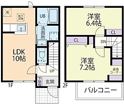 東武小泉線 西小泉駅 徒歩33分の賃貸アパート 1階2LDKの間取り