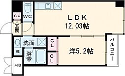 プレジオ長田 4階1LDKの間取り