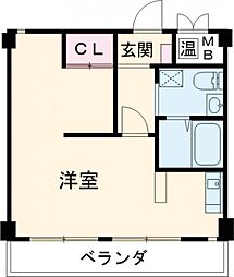 フラッツ小西 6階ワンルームの間取り