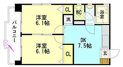 第2柴田ビル 2階2DKの間取り