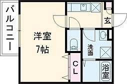 JR青梅線 牛浜駅 徒歩4分の賃貸アパート 1階1Kの間取り