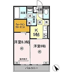 D-ROOM柊 107 1階2Kの間取り