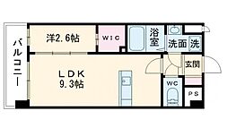 ラ・シック城南 2階1LDKの間取り