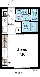 リブリ・ドルフ 2階1Kの間取り