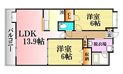 アスティオン早稲田 2階3LDKの間取り