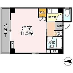 クリスタルビル 5階1Kの間取り