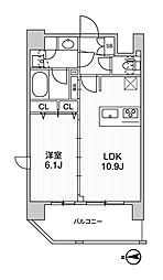 LUNIQ新御徒町II 2階1LDKの間取り