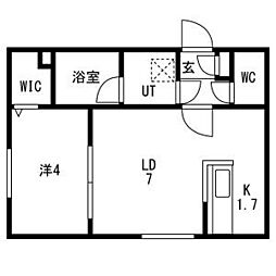 Campanella平岸(カンパネラ平岸)　仮)平岸4-9MS 1階1LDKの間取り