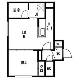 Campanella平岸(カンパネラ平岸)　仮)平岸4-9MS 3階1LDKの間取り