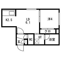 Campanella平岸(カンパネラ平岸)　仮)平岸4-9MS 4階1LDKの間取り